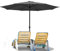 Ollewiellan Sombrilla de 350/270 cm de diámetro con manivela, sombrilla con protección UV 50+, sombrilla de playa, sombrilla de jardín, impermeable, para terraza, balcón, piscina, sin soporte, Gris