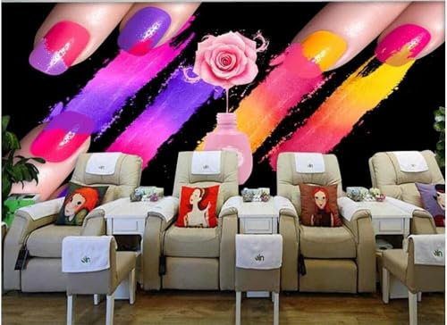 XLMING Black Nail Polish Nail Salon 3D Wallpaper Decorative Study Dining Living Room Bedroom Wall Sofa TV Wall-200cm×140cm