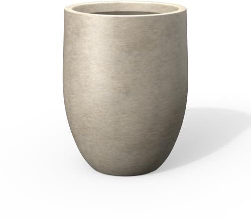 Kante Hoher Beton-Übertopf, 55 cm hoch, verwitterter Beton, großer Pflanztopf für drinnen und draußen, mit Ablaufloch für Terrasse, Garten, Haus, Moderne Dekoration für Blumen und Bäume