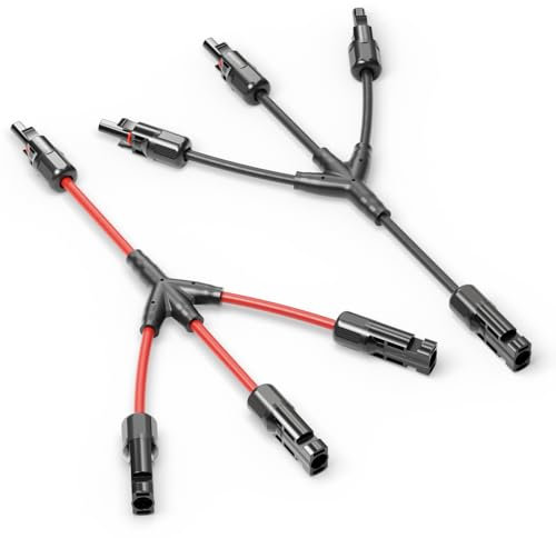 deleyCON Solar Y Kabel 3/1 Adapter 6mm² - Y Stecker Adapter PV4 / T-Adapter IP68 1500V - (M/FFF, F/MMM) - Für Solaranlage, Solarpanel, PV Anlage, Photovoltaik, PV Stecker (30cm)
