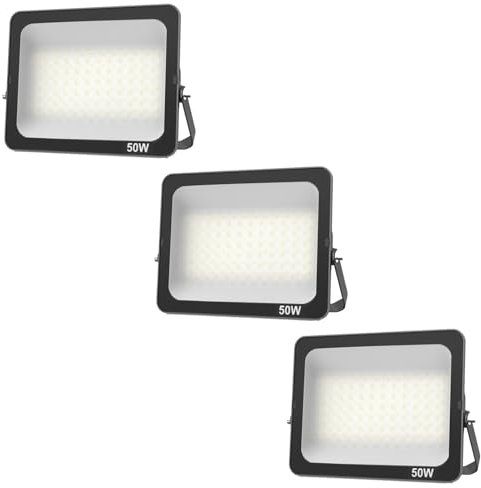 JBdusn LED Strahler Außen 3 Stücke, 50W LED Fluter, Superhell Scheinwerfer IP66 Wasserdicht Außenstrahler Kaltweiß Flutlicht Aussenlampe für Hinterhof, Auffahrt, Türen, Garage, Flur, Garten