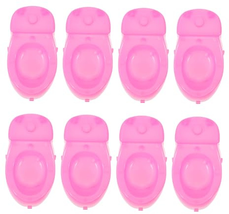 VANZACK 8pcs Portable Toilet Seat Toy Miniature Shape for Doll House and Fairy House