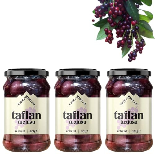 Natural Salted Laurel Cherry (Taflan), Organic, Additive-Free, Authentic Turkish Product, 370g - (TAFLAN TUZLUSU) - PACK OF 3