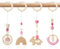 Spielbogen Baby Spielzeug ab 0 Monate Spielbögen Baby Gym Anhänger Holz 4 Stück Spielebogen Babies Toys für Mädchen Jungen Babyspielzeug für Babyschale Kinderwagen Autositz Spielzeug (Rosa)