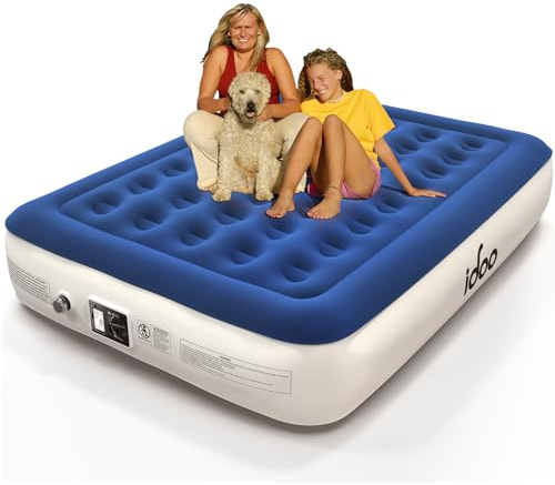 iDOO Luftbett 2 Personen mit Integrierter Elektrischer Pumpe, Luftmatratze Selbstaufblasend mit Aufbewahrungstasche, Aufblasbares Bett für Camping, Gästebett, Reisen und Drinnen, 33 cm Hohes Matratze