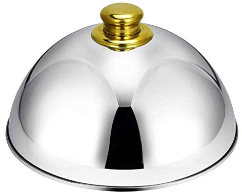 HELEVIA Stainless Steel Cloche Food Cover, Dome Serving Plate Dish Dining Dinner, for Home Kitchen Restaurant Cafe (Assorted Color)