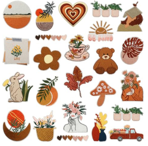 Aufnäher zum Aufbügeln, 24 Stück, Vintage-Stickerei, dekorative Applikationsaufkleber für Kleidung, Hüte, Rucksäcke, Jacken, DIY-Zubehör