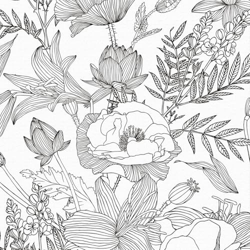 ANLIKY-Pro Selbstklebende Tapete mit Blumenmuster, zum Abziehen und Aufkleben, Kontaktpapier, 44 x 600 cm, Lotuslilienblatt, Pflanzen, entfernbare dekorative Folie für Schrankmöbel