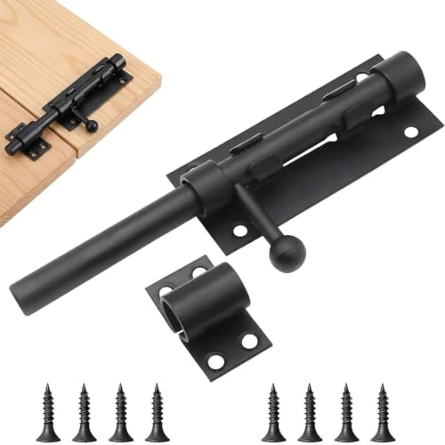 Heavy Duty Gate Bolt Latch, Garden Gate Bolt for Wooden Gates, 8 Inch 304 Stainless Steel Slide Bolt with Padlock Hole – Durable Rustproof Door Bolt for Sheds, Gates & Fences, Includes Mounting Screws