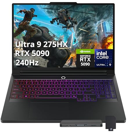 Lenovo Legion Pro 7i 16 WQXGA OLED 240Hz Gaming Laptop, Intel Ultra 9 275HX, GeForce RTX 5090, 64GB DDR5, 3TB Storage(2TB SSD+1TB Docking Station Set), RGB Backlit Keyboard, WiFi 7, Win 11, Black