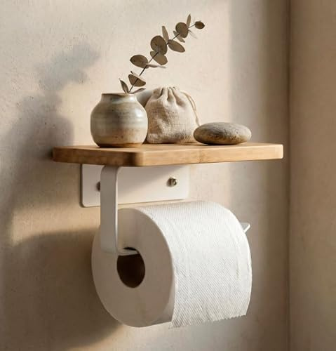 Porte Papier Toilette Mural Bois - Support Papier Toilette Mural - Porte PQ
