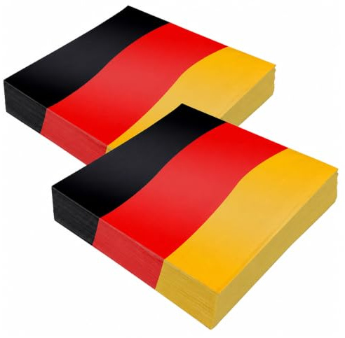 ALEGRE® 40 Stück Deutschland Servietten Fussball Schwarz Rot Gold, 33x33cm Deutschland WM Deko 2026 Servietten Deutschlande, Fussball Papierservietten für Geburtstag, WM Party Deko Tischdeko Zubehör