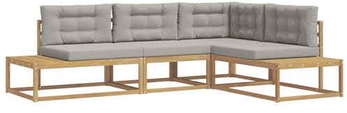 vidaXL Outdoor-Sofagarnitur Weiß 277,5 x 198,5 x 73 cm Polyester, Garten und Terrasse, modernes wetterfestes Sofa, Akazien-Sitzgruppe, Lounge-Möbel für entspannte Stunden