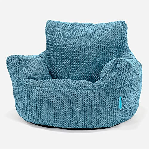 Lounge Pug Klein Kindersessel Sitzsack für 1-3 Jahren, Türkis Pom-pom Waffelstof, Mini-Sessel Kinderstuhl Kuschelsessel, Kindermöbel für Kinderzimmer