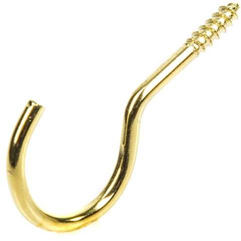 25x Large Brass 50mm/2 Screw Hooks - Strong Shed/Garage/Kitchen Tool/Mug/Cup Hang