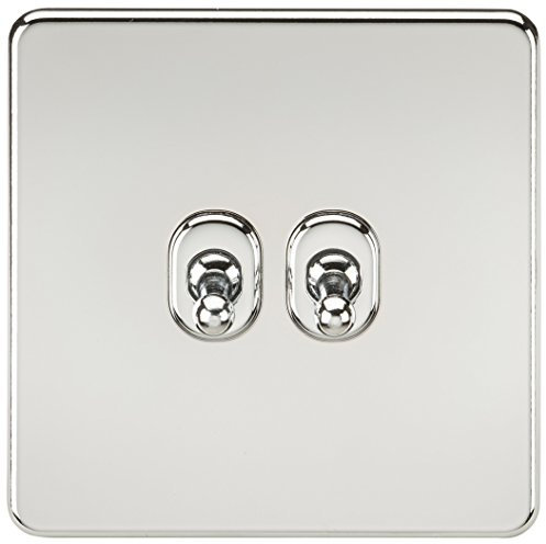 Knightsbridge SF2TOGPC Screwless 10A 2G 2-Way Toggle Switch,Polished Chrome