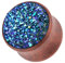 Piercingfaktor Ohr Plug Flesh Tunnel Piercing Ohrpiercing Holz Organic Braun mit Kristall Glitter 12mm Blau