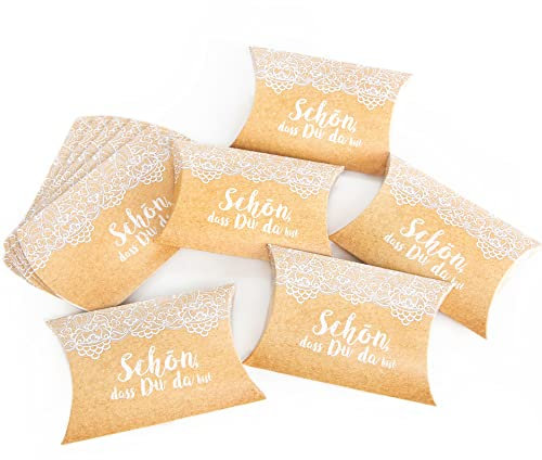 Logbuch-Verlag 100 Gastgeschenke Schachteln Hochzeit SCHÖN DASS DU DA BIST Geburtstag Gäste Geschenk Verpackung 15 x 10 cm
