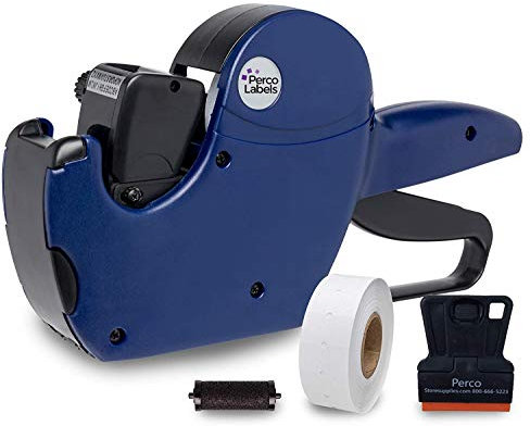 Perco Pro 1 Line Datumspistole, 1 Million + Drucketiketten pro Jahr bewertet 8 Ziffern 1 Zeile Datum Etikettierpistole vorgeladen mit Rolle von 1000 weißen Etiketten, vorinstallierte Tintenrolle
