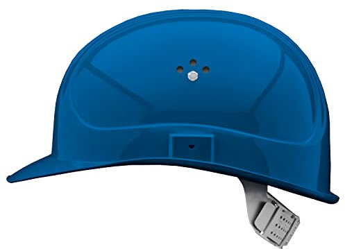 GUARD 5 - BAU-Schutzhelm - DIN EN 397 - Einstellbarer Arbeitshelm - Bauarbeiterhelm Schutzhelm Bauhelm - mit 6-Punkt Gurtband mit Leder Schweißband an der Stirn (Blau)