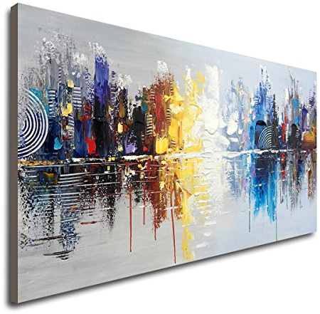 Winpeak Art Cuadros, Pintura al óleo sobre Lienzo de ciscape Pintada a Mano, diseño Abstracto