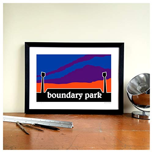 GroundDesigns OLDHAM ATHLETIC Boundary Park Sunset Stadium Wall Art | Football Gift | Unframed A3 Print