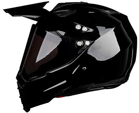 Woljay Casco da Moto Doppio Sport Casco da Fuoristrada Caschi da Motocross Sporco Bicicletta ATV UTV (Nero lucido, Large)