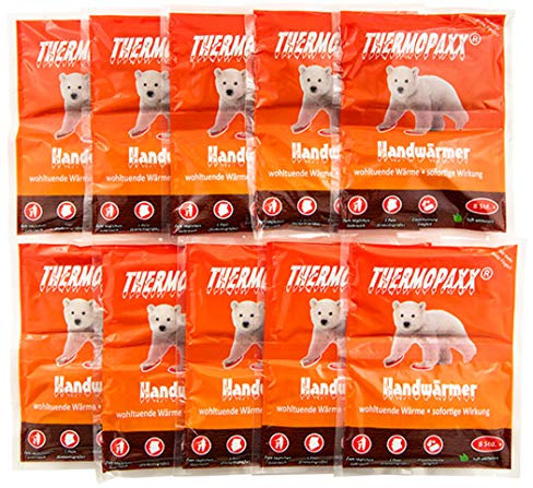 THERMOPAXX-Handwärmer, inklusive 10 Paar, Taschenwärmer für 10h warme Hände, 100% natürliche Wärme, sofort einsatzbereit und handlich für unterwegs