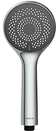 WENKO Wasserspar Duschkopf Watersaving, Handbrause mit Wasserspar-System, 3 Strahlarten, Ø 9,5 cm, ABS, Chrom