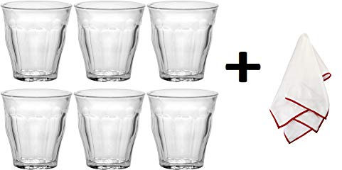Duralex Picardie Glass Tumblers with a Polishing Cloth