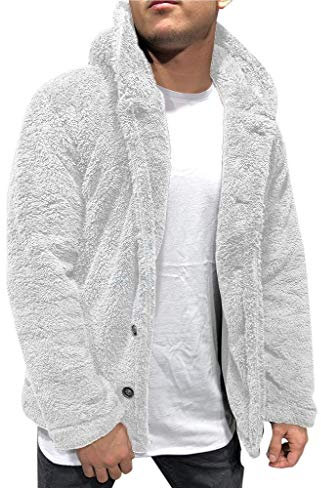 Jimmackey Cappotto di Pelliccia Sintetica da Uomo Invernale Felpa con Cappuccio A Maniche Lunghe Caldo Classico Giacca Cardigan Manica Lunga Camicia Maglia Inverno Abbigliamento Giacche