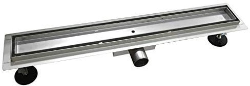 Duschrinne h-g13-1100, Siphon mit Geruchsstop und Haarsieb, Edelstahl Ablaufrinne, Bodenablauf, Duschablauf sehr flach, Komplettset mit Bodenbefestigung Befliesbar 110cm