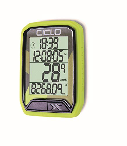 CICLO PROTOS 113 verkabelter Fahrradcomputer, in grün, mit 13 Funktionen