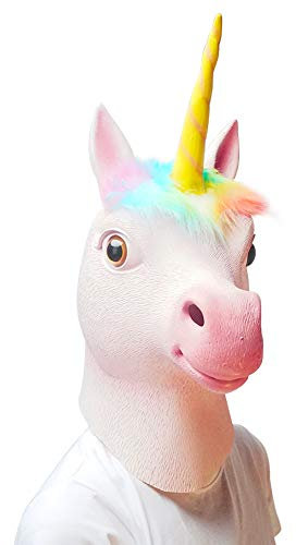 PartyHop Einhorn Maske Tier Latex Vollkopf Realistische Masken Für Halloween Karneval Kostüm Party Parade