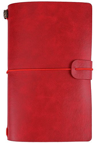 1 Stück Reisetagebuch Notizbuch Vintage Retro PU Leder Notizbuch Personalisiertes Tagebuch Nachfüllbarer Notizblock Travel Tagebuch(rot)