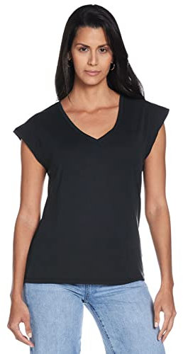 VERO MODA Damen Vmfilli V-Hals Tee Ga Noos T Shirt, Schwarz, M EU