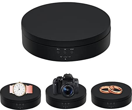 Mcbazel Drehteller Elektrisch 360 Grad Elektrischer Drehteller 13.8cm Motorisierter Drehständer Display-Tisch zur Präsentation von Schmuck, Uhren, digitalen Produkten(Schwarz)