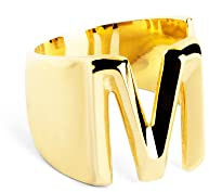 SINGULARU - Anillo Personalizado Letter Signet. Macizo Ajustable. Latón con Acabado Baño de Oro de 18 Kt. Talla Unica. Joyas para Mujer. Letra M