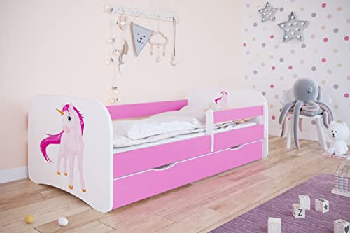 KOCOT KIDS Babybett 2, Rosa mit Schublade und Matratze, 180/80 cm