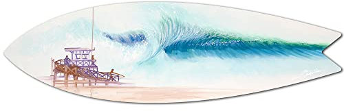 DECLINA Dekoratives Surfbrett White Sand Beach, Surfboard bedruckt, Surfbrett, Deko Wanddekoration, Dekobrett, 100 x 30 cm