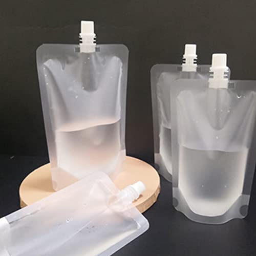 SPORTARC Trinkbeutel, 10 Stück, wiederverwendbare Likör-Kunststoff-Fläschchen, verdeckte Saftbeutel mit Ausguss und kleinem Trichter, TFROSTED 500 ml für Sneak-Booze, Rum