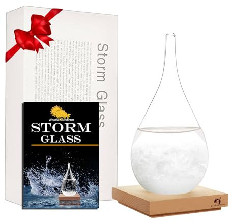 FUNOHYE Storm Glass Weather Station - Cloud Storm Crystal Weather Forecast Bottle |Water Drops for Home and Office | Creative Stylish Decorative Desktop Weather Predictor | Weather Instrument(Large)