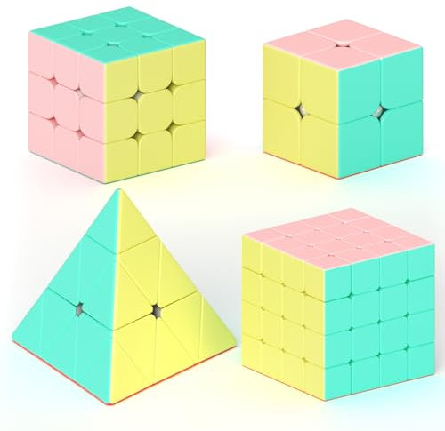 Vdealen Zauberwürfel Set Speed Cube von 2x2 3x3 4x4 Pyramide Zauberwürfel Original, Magic Cube Würfel Puzzle, Geschenk für Kinder Teenager Erwachsene(Macaron)