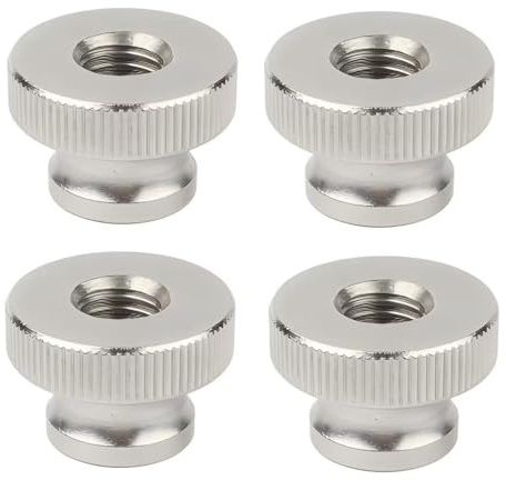 SYDARSYN M6 Dadi Zigrinata a Testa Alta in Acciaio Inox (Foro Passante) Dadi da Pollice Manopole Rotonde (4 Pezzi)
