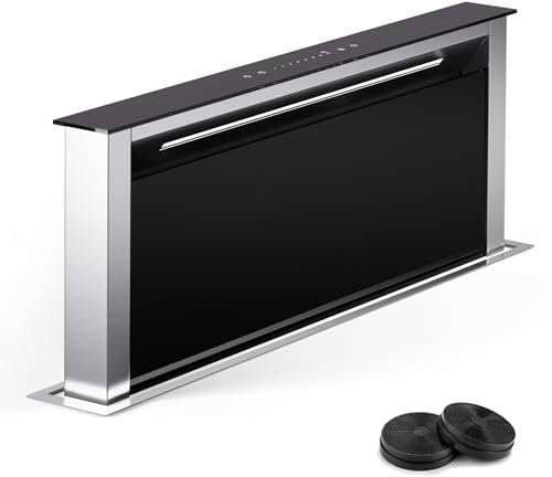Klarstein Downdraft Cooker Hoods 75cm, 2-in-1 Extractor Fan for Kitchen w/Recirculating Cooker Hood Mode, 576m³/h Max Airflow, Kitchen Extractor Hood, LED Lights, Touch Control, Kitchen Extractor Fan