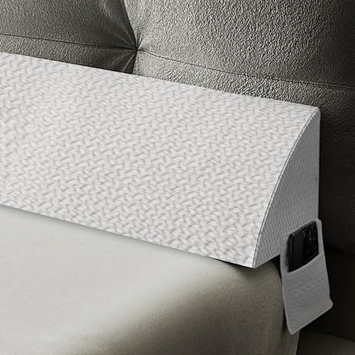 Johnear Lang Keilkissen Kopfteil-Lückenfüller Dreieckskissen mit Seitentaschen für Kopfteil, Mehrzweck-Nackenrolle, Lückenfüller (0-15,2 cm) zwischen Matratze und Kopfteil oder Wand(Weiß, 200*25*15CM)