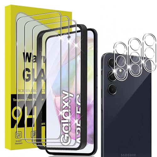 Wayneer Vetro Temperato per Samsung Galaxy A35 5G, [3+3 Pezzi] Vetro Protettivo Pellicola Fotocamera Con Strumenti di Installazione, Durezza 9H Protezione Schermo Pellicola Protettiva