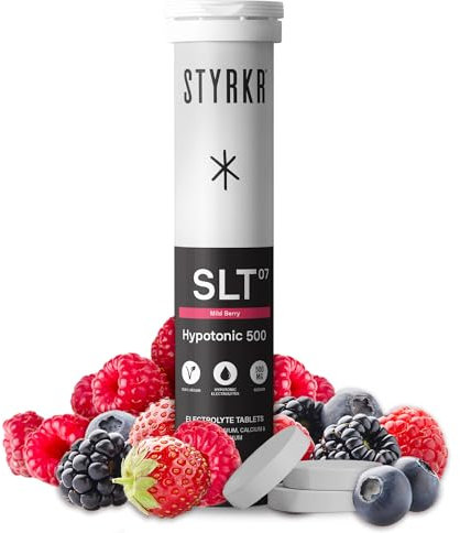 Electrolytes Tablets by Styrkr - Berry - Pack of 12 Hydration Tablets - 500mg per Serving - 2X Higher Salts - Used by Endurance Athletes - Advanced Quad-Blend Formulation - SLT07 12x per Tube