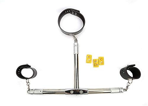 Professionelles SM-Extreme-Set mit Handschellen + Halsband, Spreizstangen-Fesseln/Fesseln-Set-System, Sexspielzeuge mit Schlössern, Metall-Fesselnstange/Fesseln for Frauen, Männer, Paare ZL31822,Fess