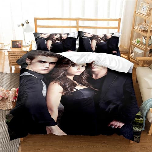 Ste-X Bettwäsche-Set Vampire Diaries, Bettbezug-Set Für Jungen Und Mädchen, Junior-/Kinderbett, Wendbar, Schöner Bunter Bettdeckenbezug (135x200cm,TVD 04)